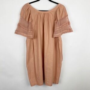 Old Navy Women's Dusty Pink Lace Sleeve Gauze Midi Shift Dress Size Medium‎